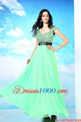 Affordable Multi-color Column/Sheath Chiffon Bateau Sleeveless Beading Floor Length Backless Prom Party Dress