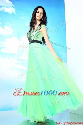 Affordable Multi-color Column/Sheath Chiffon Bateau Sleeveless Beading Floor Length Backless Prom Party Dress