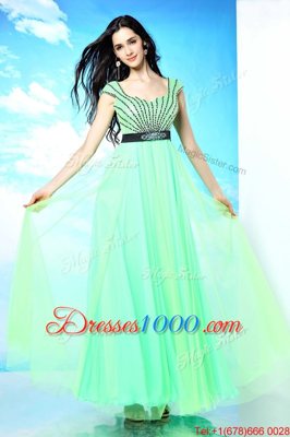 Affordable Multi-color Column/Sheath Chiffon Bateau Sleeveless Beading Floor Length Backless Prom Party Dress