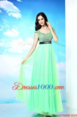 Affordable Multi-color Column/Sheath Chiffon Bateau Sleeveless Beading Floor Length Backless Prom Party Dress