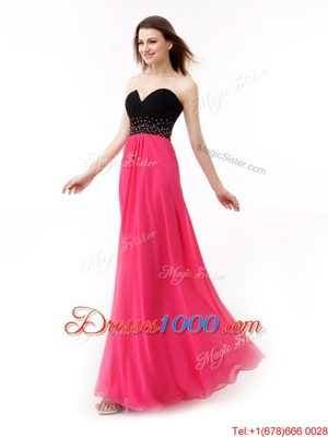 Fancy Pink And Black Sweetheart Lace Up Beading and Ruffles Homecoming Gowns Sleeveless