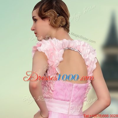 Sweetheart Sleeveless Satin Evening Dress Belt and Hand Made Flower Zipper