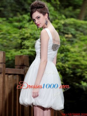 Lovely White Straps Side Zipper Beading Prom Evening Gown Sleeveless