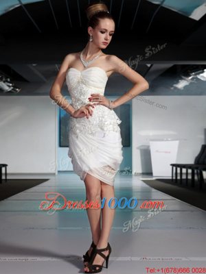Knee Length Column/Sheath Sleeveless White Prom Evening Gown Side Zipper