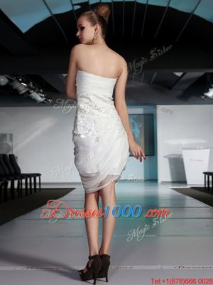 Knee Length Column/Sheath Sleeveless White Prom Evening Gown Side Zipper
