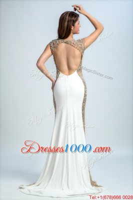 White Sleeveless Chiffon and Tulle Backless Going Out Dresses for Prom and Party