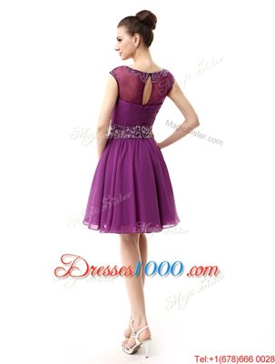 Customized Scoop Cap Sleeves Side Zipper Mini Length Beading and Ruffles