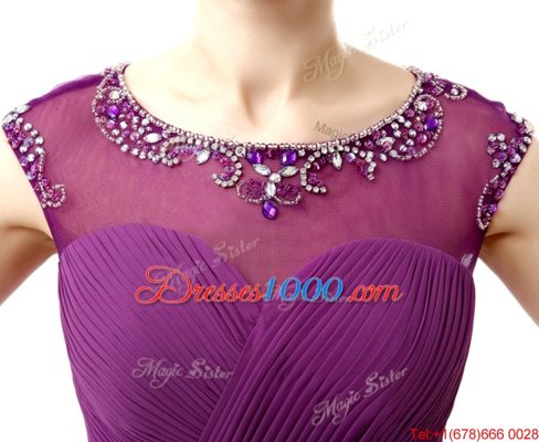 Customized Scoop Cap Sleeves Side Zipper Mini Length Beading and Ruffles