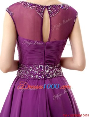 Customized Scoop Cap Sleeves Side Zipper Mini Length Beading and Ruffles