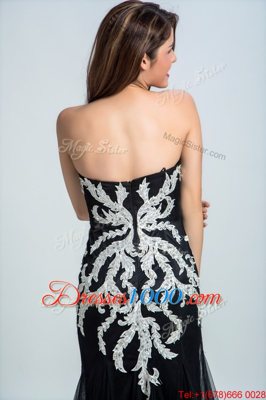 Sexy Black Sweetheart Zipper Embroidery Prom Gown Sleeveless