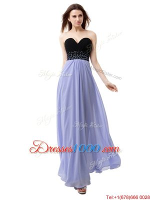 Lavender Prom Gown Prom and For with Beading Sweetheart Sleeveless Lace Up