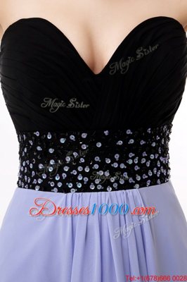 Lavender Prom Gown Prom and For with Beading Sweetheart Sleeveless Lace Up