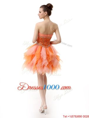 Deluxe Sweetheart Sleeveless Organza Club Wear Beading and Ruffles Zipper