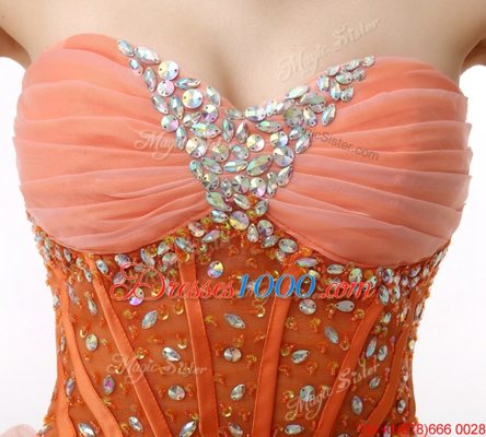 Deluxe Sweetheart Sleeveless Organza Club Wear Beading and Ruffles Zipper
