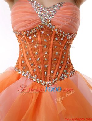 Deluxe Sweetheart Sleeveless Organza Club Wear Beading and Ruffles Zipper