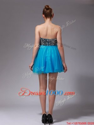 Smart Tulle Sweetheart Sleeveless Zipper Beading Prom Evening Gown in Aqua Blue