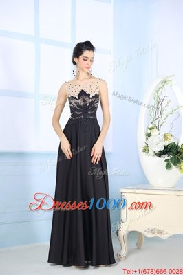 Dramatic Scoop Sleeveless Zipper Homecoming Dress Black Satin