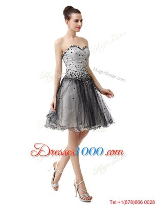 Black Lace Up Prom Dresses Beading and Ruffled Layers and Ruching Sleeveless Knee Length