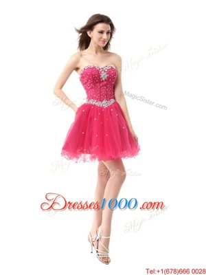 Latest Sweetheart Sleeveless Organza Prom Party Dress Beading Lace Up