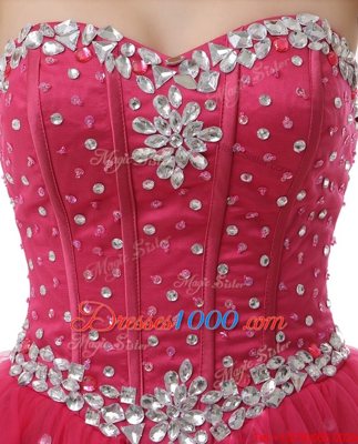 Latest Sweetheart Sleeveless Organza Prom Party Dress Beading Lace Up