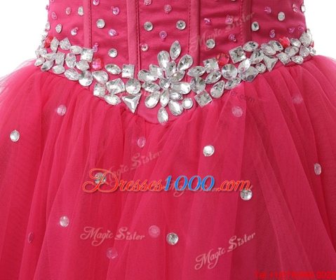 Latest Sweetheart Sleeveless Organza Prom Party Dress Beading Lace Up