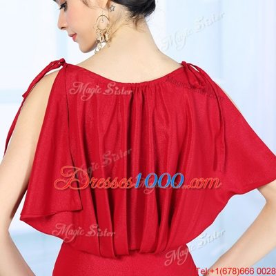 Scoop Floor Length Column/Sheath Sleeveless Red Prom Gown Side Zipper