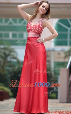 Perfect V-neck Sleeveless Chiffon Prom Homecoming Dress Appliques Side Zipper