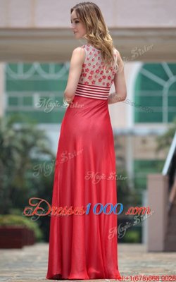 Perfect V-neck Sleeveless Chiffon Prom Homecoming Dress Appliques Side Zipper
