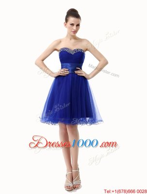 Organza Sleeveless Knee Length Homecoming Dress and Ruffled Layers and Sequins and Ruching