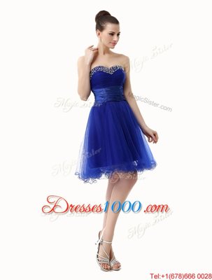 Organza Sleeveless Knee Length Homecoming Dress and Ruffled Layers and Sequins and Ruching