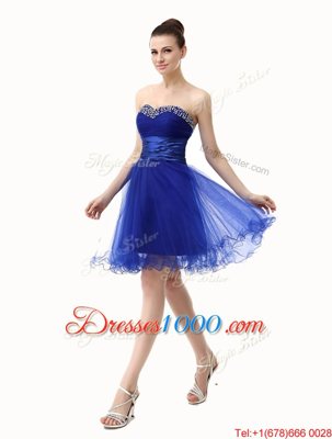 Organza Sleeveless Knee Length Homecoming Dress and Ruffled Layers and Sequins and Ruching