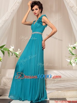 Charming Teal Sleeveless Chiffon Side Zipper Evening Dress for Prom
