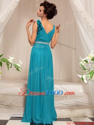 Charming Teal Sleeveless Chiffon Side Zipper Evening Dress for Prom