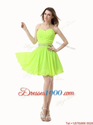 Adorable Green A-line Beading Dress for Prom Zipper Organza Sleeveless Knee Length