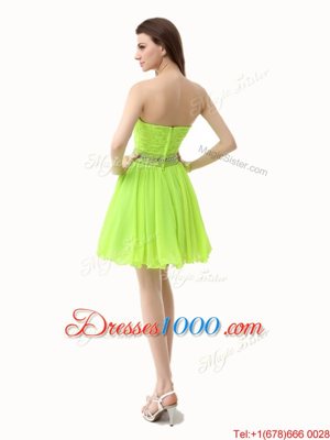 Adorable Green A-line Beading Dress for Prom Zipper Organza Sleeveless Knee Length