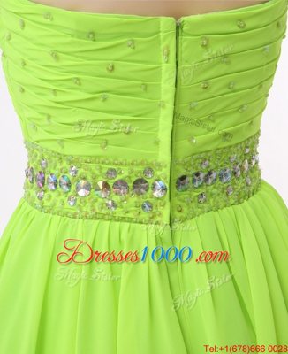 Adorable Green A-line Beading Dress for Prom Zipper Organza Sleeveless Knee Length