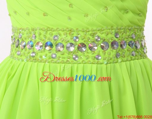 Adorable Green A-line Beading Dress for Prom Zipper Organza Sleeveless Knee Length
