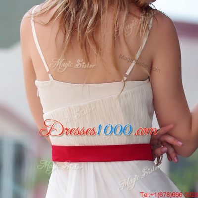 Clearance White Side Zipper Homecoming Party Dress Belt Sleeveless Floor Length