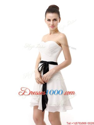 White Sleeveless Chiffon Lace Up Hoco Dress for Prom and Party