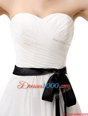 White Sleeveless Chiffon Lace Up Hoco Dress for Prom and Party