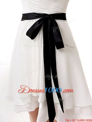 White Sleeveless Chiffon Lace Up Hoco Dress for Prom and Party