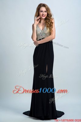 Customized With Train Column/Sheath Sleeveless Black Hoco Dress Brush Train Backless