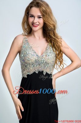 Customized With Train Column/Sheath Sleeveless Black Hoco Dress Brush Train Backless