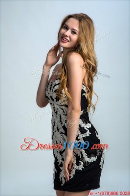 Fitting Embroidery Custom Made Black Zipper Sleeveless Mini Length