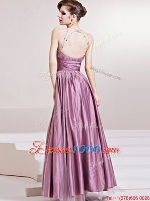 Glorious Floor Length Lilac Homecoming Dress Scoop Sleeveless Zipper