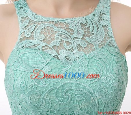 Apple Green Chiffon and Tulle Zipper Scoop Sleeveless Floor Length Prom Dress Ruffles