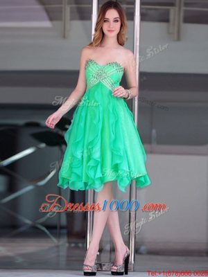 New Arrival Green Sweetheart Neckline Beading Evening Dress Sleeveless Zipper