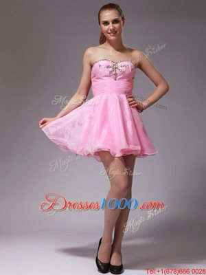 Sweetheart Sleeveless Zipper Homecoming Dress Pink Chiffon