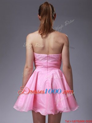 Sweetheart Sleeveless Zipper Homecoming Dress Pink Chiffon