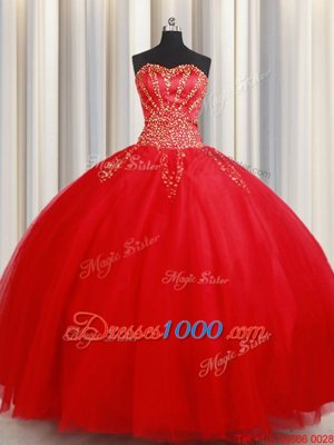 Customized Red Sweet 16 Dresses Military Ball and Sweet 16 and Quinceanera and For with Beading Sweetheart Sleeveless Lace Up